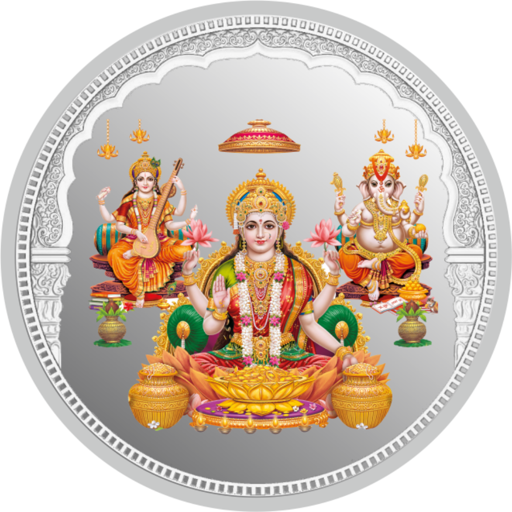 LAKSHMI GANESH SARASWATI JI 999 SILVER COLORED COIN CoinArts