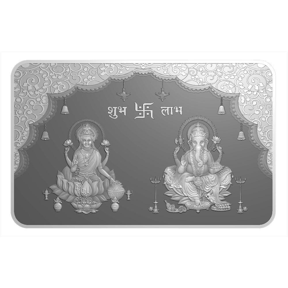 Lakshmi Ganesh Ji 999 Silver Rectangle Colored Coin CoinArts