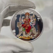 Load and play video in Gallery viewer, GODESS DURGA JI 999 SILVER COLORED COIN
