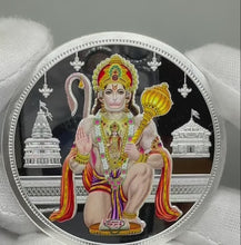 Load and play video in Gallery viewer, Hanuman Ji 999 SILVER COLORED COIN

